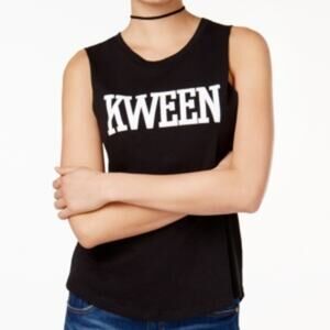 Chrldr Kween Graphic Sleeveless Muscle Tee Black